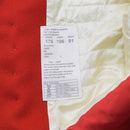 Close-up of care label and inner lining from a genuine British army red scarlet guards cavalry jacket uniform tunic