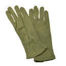 Pair of genuine British Army olive green fire resistant gloves with elasticated wrists for warmth and protection.