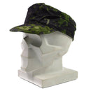 Genuine Danish Army field cap in M84 Flecktarn camouflage with brim, designed for comfort and sun protection.
