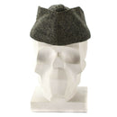Genuine Danish Army wool side cap in grey, 1950s vintage military field combat garrison hat displayed on white bust