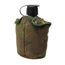 Genuine Dutch Army canteen with camouflage pouch and black screw cap, compatible with ALICE gear system.