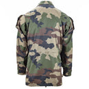 Back view of genuine French army parka T4 combat jacket in CCE camouflage for tropical weather