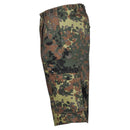 MFH Brand Army-style flecktarn camo ripstop cargo shorts with secure pockets and belt loops for outdoor durability and comfort