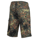 MFH Brand army-style bermuda shorts in flecktarn camo with cargo pockets and ripstop durable fabric for outdoor use