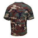 Back view of MFH U.S. Military style short sleeve woodland camouflage T-shirt made of lightweight breathable fabric