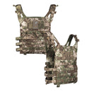 MIL-TEC Gen II camouflage plate carrier vest with MOLLE webbing, adjustable straps, and padded shoulders for tactical use.