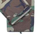 Close-up of Mil-Tec U.S. Army style woodland camouflage ripstop BDU pants showing cuff and drawstring detail