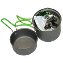 Compact Crux Lite Solo Cook System with green-handled pot and integrated gas stove for lightweight outdoor cooking.