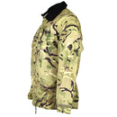 Original British Army MTP camo rain jacket made with waterproof Goretex and durable ripstop fabric, featuring arm pockets.