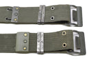Original French army olive green webbing belt with metal quick release buckle and adjustable canvas strap