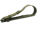 Original French Army webbing belt in Famas Olive OD with adjustable quick-release buckle, durable canvas military style belt.