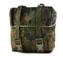 Original German army flecktarn camo combat bag with MOLLE straps and buckle closure for secure outdoor storage