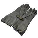 Original German army Nomex pilot gloves in grey with flame-resistant, durable gripper design and extended gauntlet protection.
