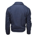 Back view of original Italian army vintage blue Ike jacket made of gabardine wool with tailored fit
