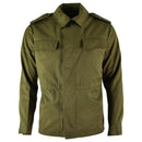 Vintage Czech M85 olive green military field jacket made of durable cotton with chest pockets and epaulets