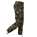 British Army style DPM camo ripstop cargo pants with adjustable leg ends and multiple secure pockets