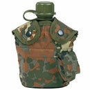 U.S. Army style M1 water bottle with camouflage cover cup and alice clips for outdoor and military use