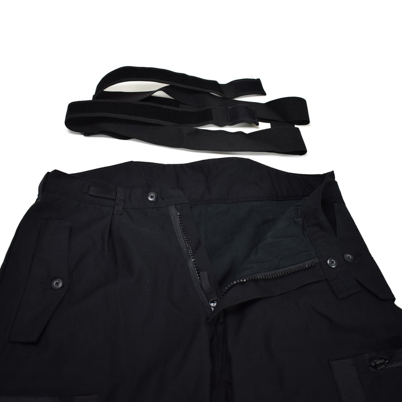 Pantalon de tanker thermique suédois authentique m90 Pantalon BDU noir avec bretelles NEUF