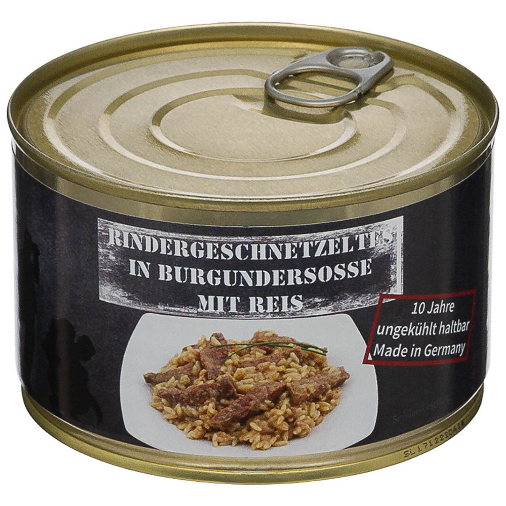 MFH Plat cuisiné en conserve haché de bœuf avec riz 400 g Nourriture de camping en plein air