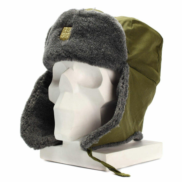 Véritable casquette militaire tchèque, chapeau d'hiver militaire Ushanka, chapeau gris olive avec badge NEUF