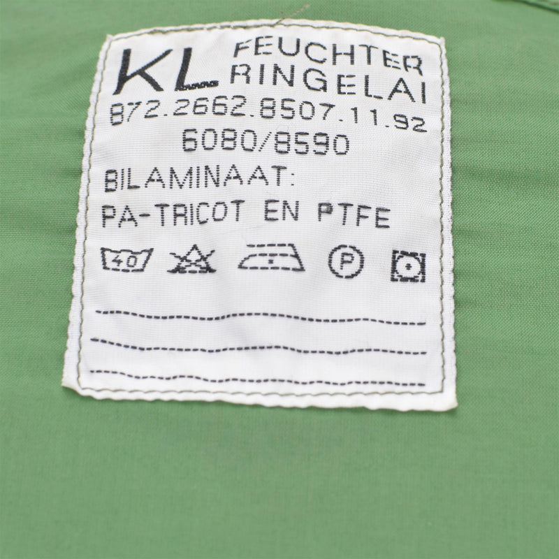 Veste militaire de combat imperméable en PTFE avec doublure de parka Olive OD de l'armée néerlandaise authentique