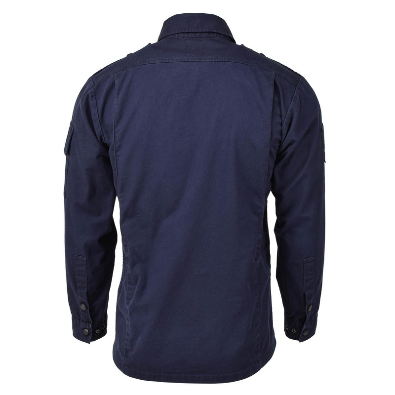 Veste de travail originale de l'armée néerlandaise, uniforme bleu, chemise militaire à manches longues