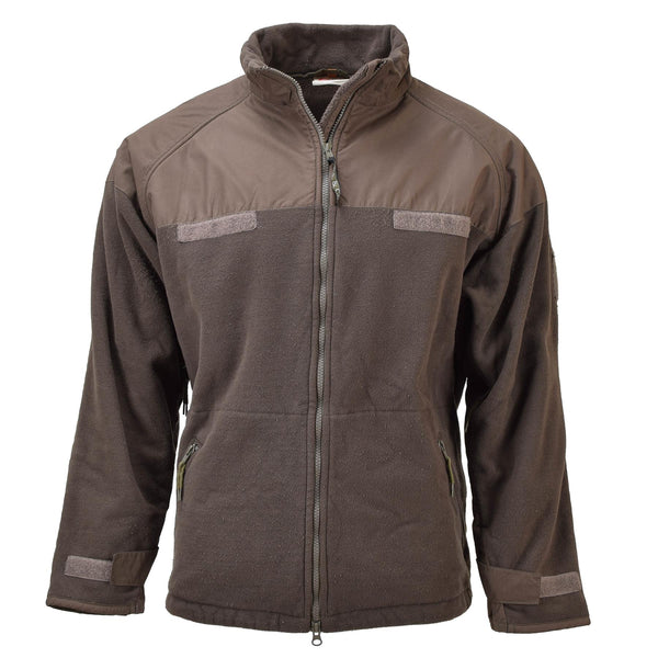 Veste polaire marron militaire hongroise originale avec poignets réglables et coupe-vent