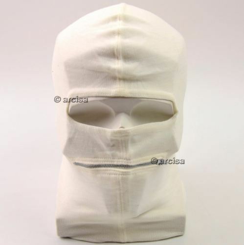 NOUVEAU masque facial blanc de l'armée italienne Italie cagoule masque à deux trous avec fermeture éclair