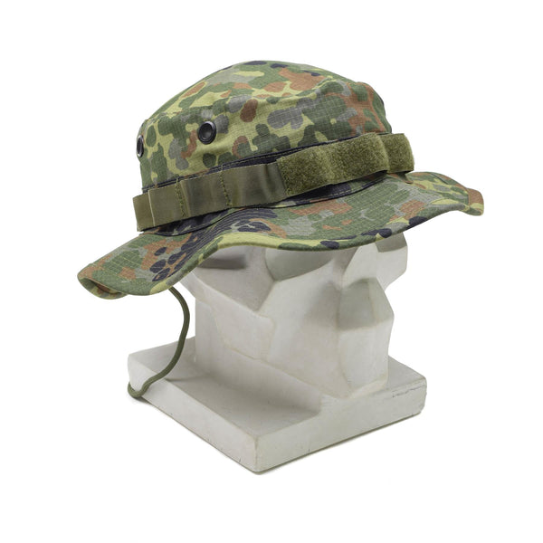 Chapeau Boonie de style militaire allemand de marque TACGEAR, camouflage flecktran, bord large, ripstop