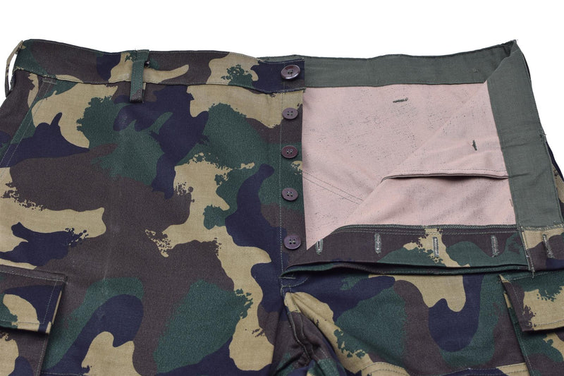 Pantalon de troupes de campagne authentique de l'armée hongroise M1990 camouflage boisé renforcé NEUF