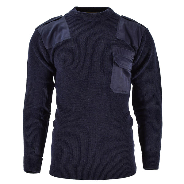 Pull Homme de marque Mil-Tec Pull Allemand Pull Commando Pull Bleu Marine Laine