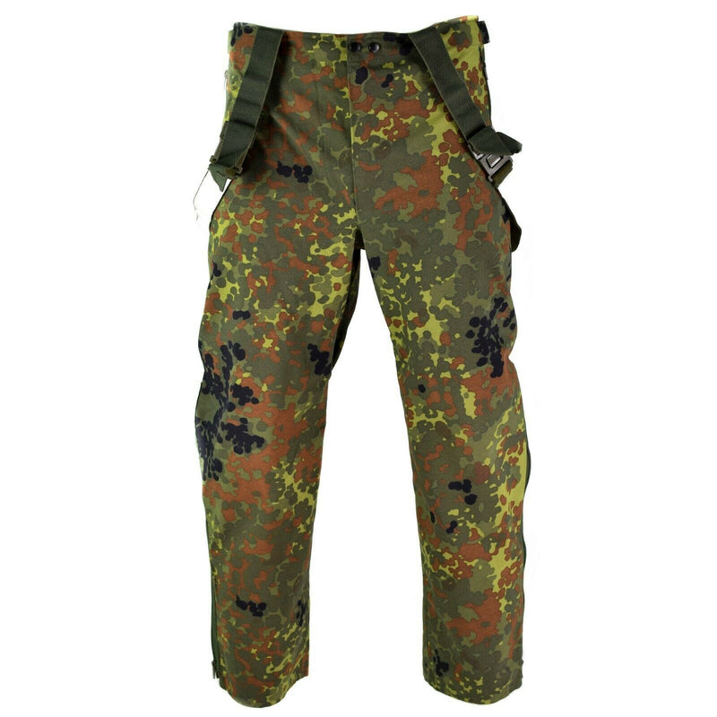 Pantalon de pluie original de l'armée allemande GoreTex Bib n Brace Flecktarn