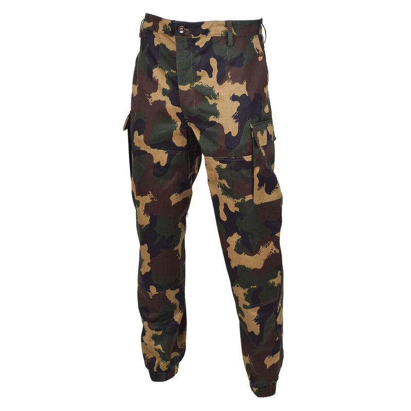 Pantalon de troupes de campagne authentique de l'armée hongroise M1990 camouflage boisé renforcé NEUF