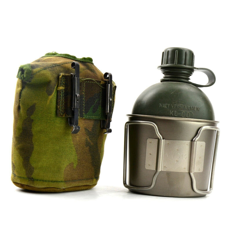 Original Netherlands Dutch Army Canteen with cup and cover Alice clips