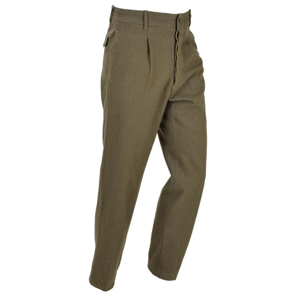 Original Italian army wool uniform olive pants dress formal vintage trousers