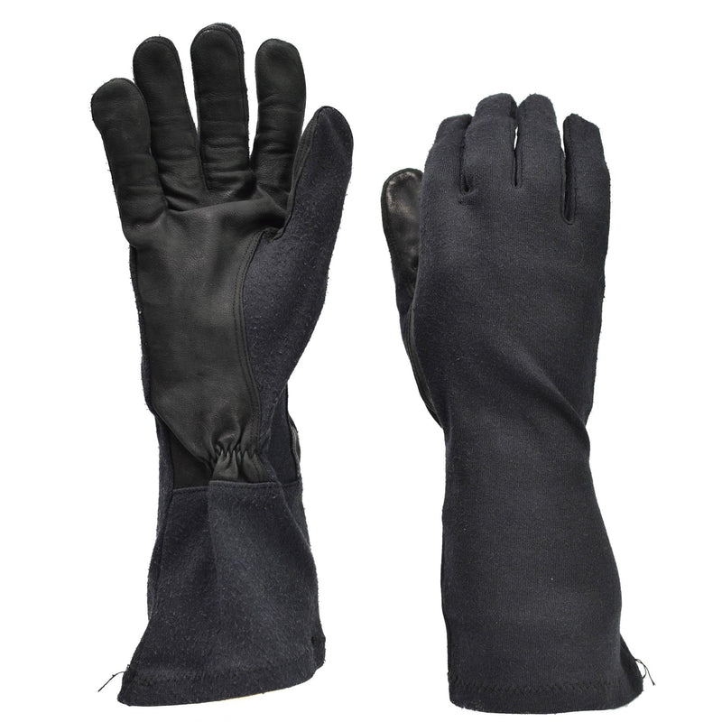 Gants longs d'origine de l'armée allemande en aramide noir résistant à la chaleur, surplus tactique