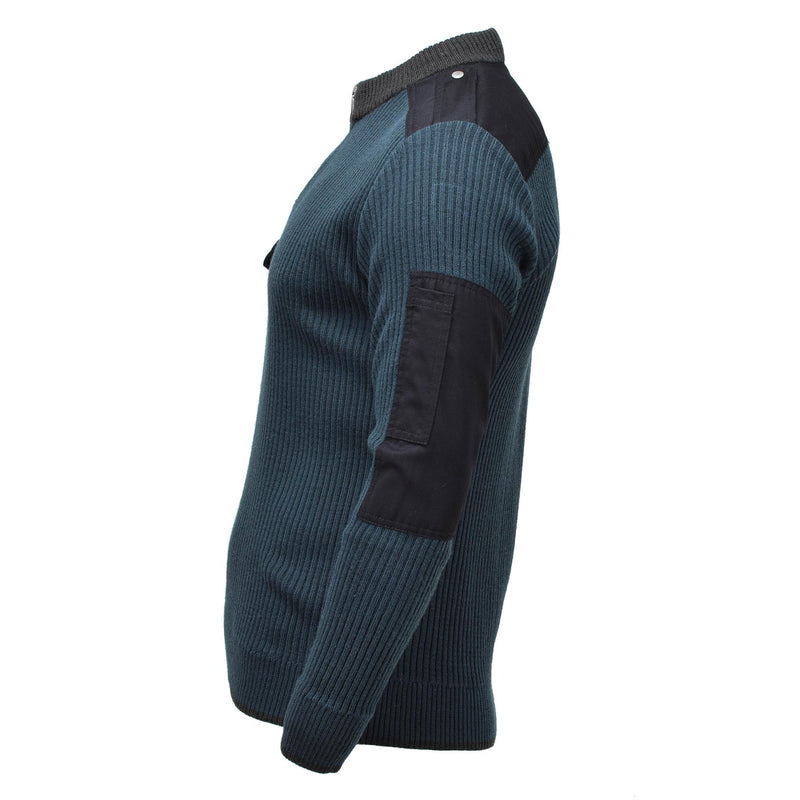 Genuine Dutch military pullover rib knit cold weather blue activewear sweater