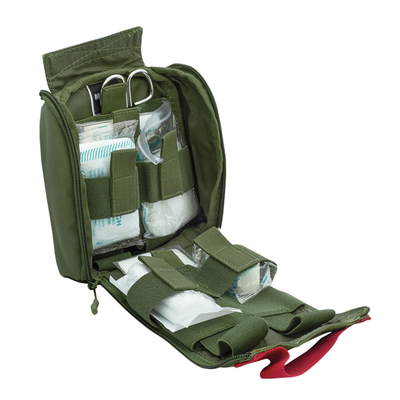 Trousse de premiers secours tactique Mil-Tec Pochette médicale de type taupe olive Pochette IFAK 25 pièces