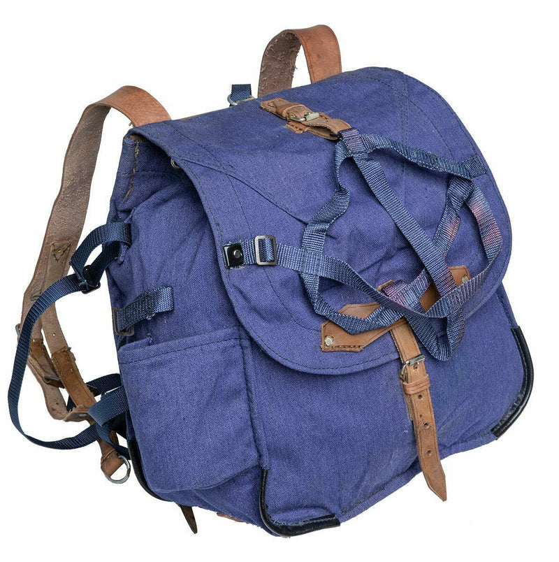 Véritable sac à dos de l'armée roumaine, surplus militaire, sac à dos en toile bleue, NEUF