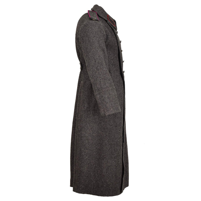 Manteau militaire bulgare original en laine grise, manteau d'hiver épais et long