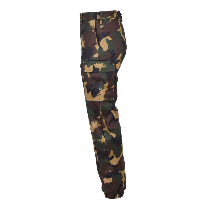 Pantalon de troupes de campagne authentique de l'armée hongroise M1990 camouflage boisé renforcé NEUF