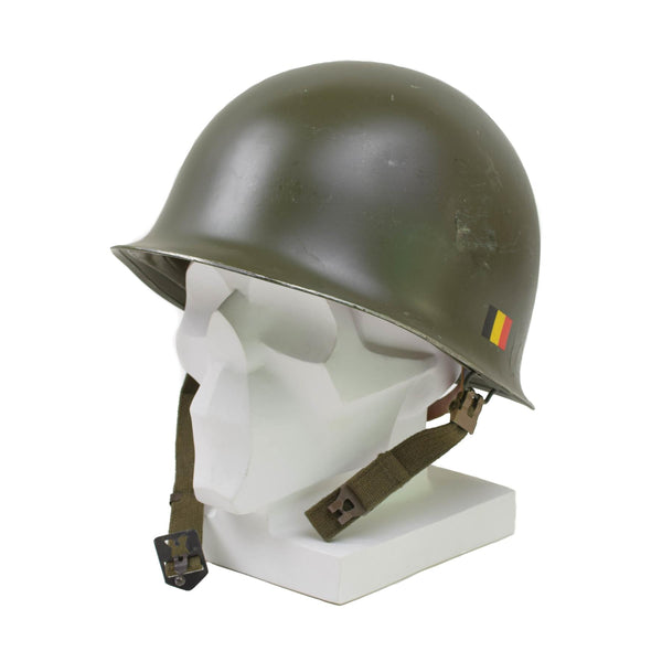 Casque militaire belge original en acier M51, combat tactique, armée, intérieur en PVC, olive