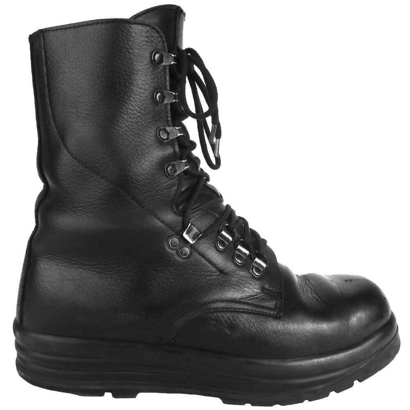 Bottes de troupes de campagne originales de l'armée suisse KS90 en cuir noir, chaussures militaires