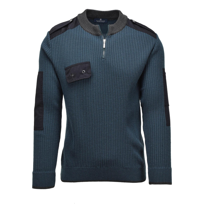 Genuine Dutch military pullover rib knit cold weather blue activewear sweater