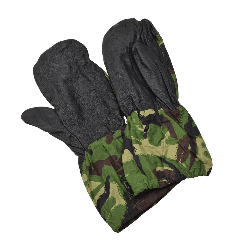 Véritables mitaines militaires britanniques en cuir avec paume en cuir et gants camouflage ripstop DPM