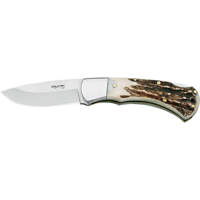 Couteau Fox Knives Brand Italy Silver Line avec manche en corne de cerf en acier inoxydable