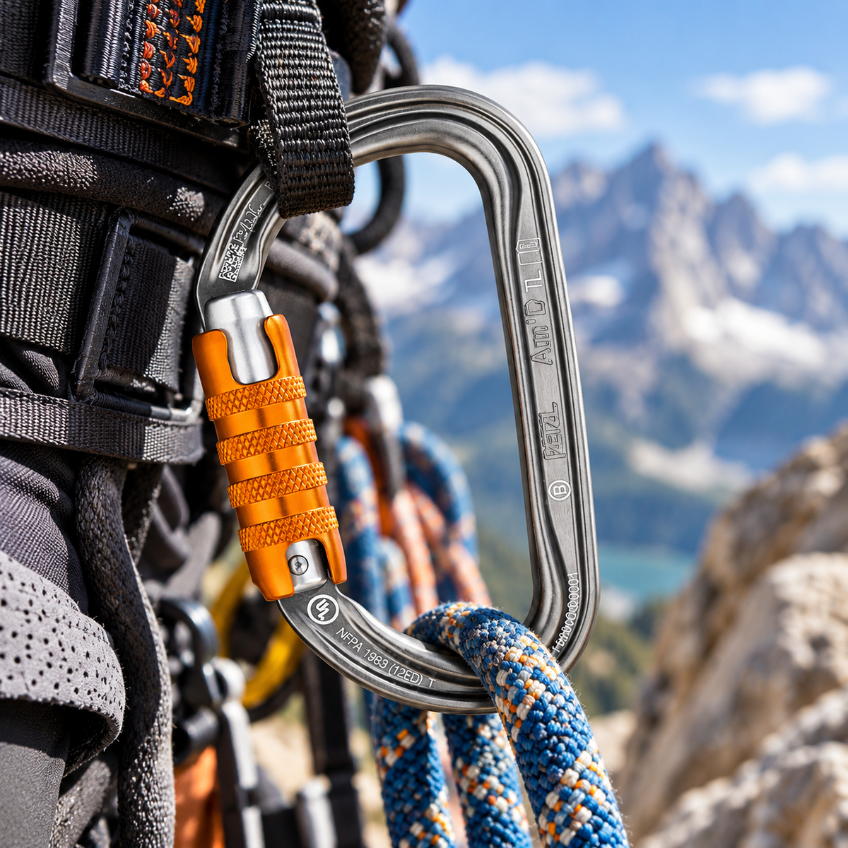 PETZL Am'D TRIACT-LOCK Mousqueton Aluminium Escalade Verrouillage Automatique Gris 27kN