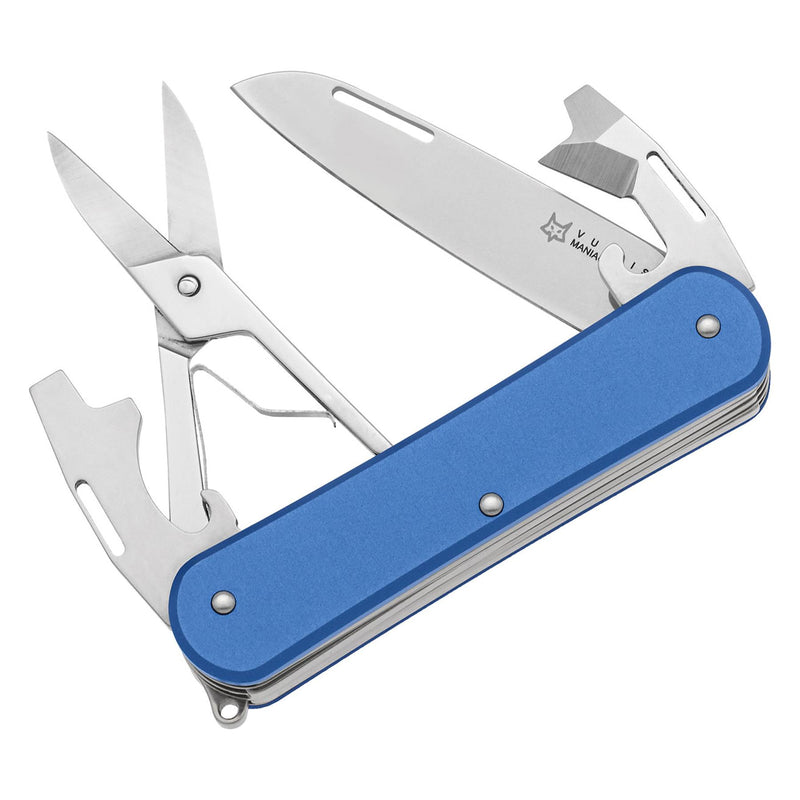 Couteau multifonction Fox Knives VULPIS FX-VP130-F4 SB Lame en acier N690Co Bleu