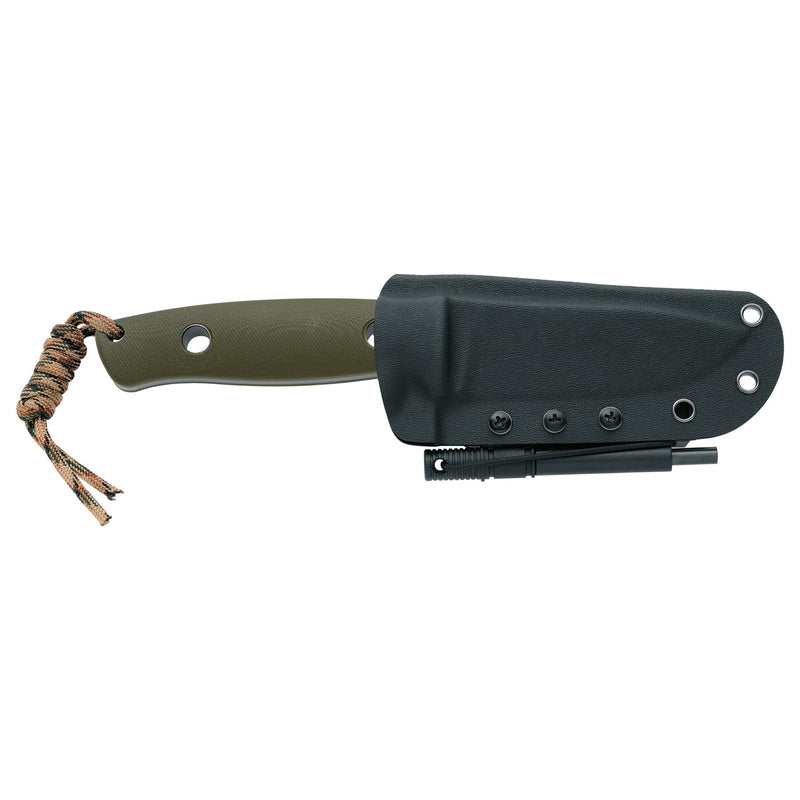 Fox Knives BF-710 D2 Fixed Blade Knife Kydex Sheath Firestarter OD Green