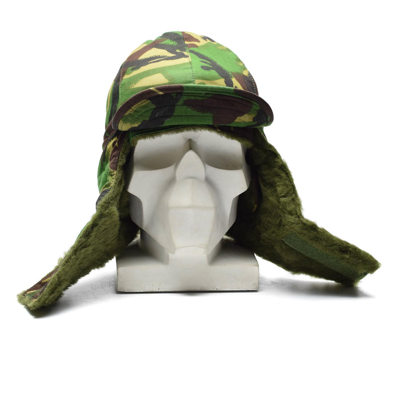 Chapeau d'hiver original des forces armées britanniques à oreilles pliantes DPM camouflage boisé